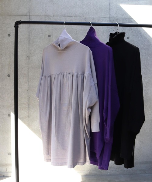 ニット セーター Sugar Rose / high neck back gather pull(ハイネックバックギャザープルオーバー) レディース