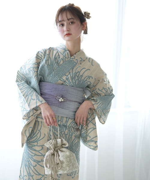 【美品&レア！】注染染め絞り浴衣　大きめ utatane 浴衣 手染め注染浴衣3点セット utatane×注染工房 先染め