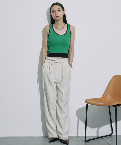 【店舗購入品】Highwaist ribbon pants Sサイズ SEN TOKYO スラックス パンツ 全骨格対応！涼しげで着回し抜群