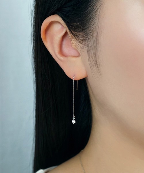 TAKE-UP ピアス K14 6ツメ2セキ ダイヤモンドアメリカンピアス( WG 