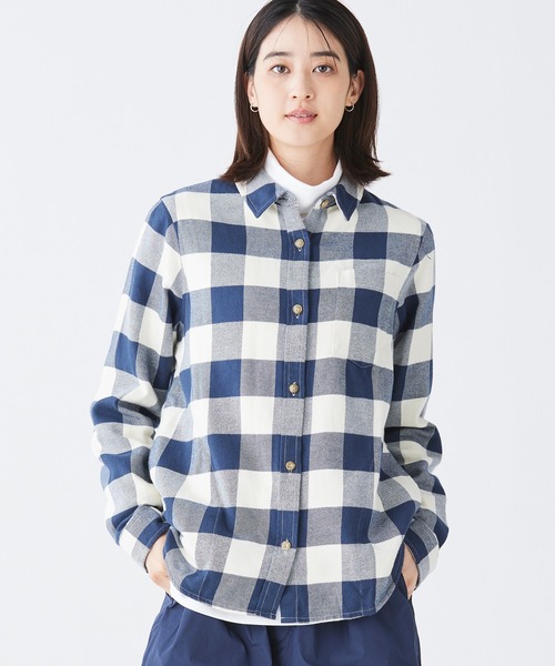 45R フランネルシャツチュニック フレアシルエット 千鳥格