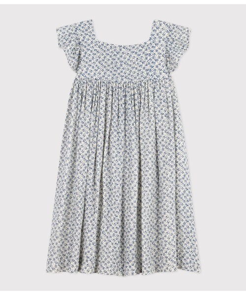 新品＊プチバトーセット　6ans ガーゼプリントワンピース　フラワークロシェ PETIT BATEAU ワンピース ダブルガーゼフラワープリント