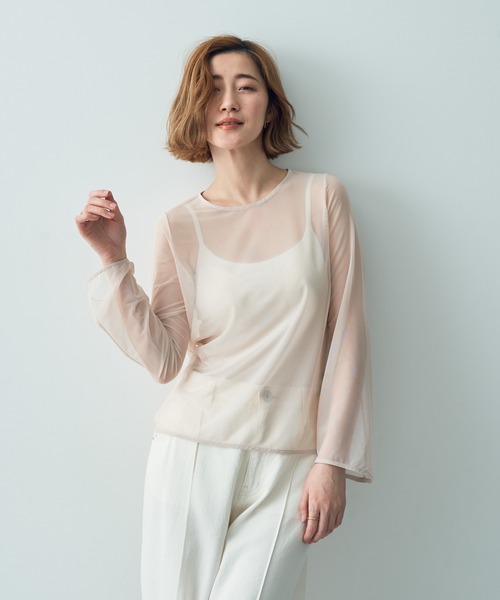 tシャツ シアーチュールトップス レディース