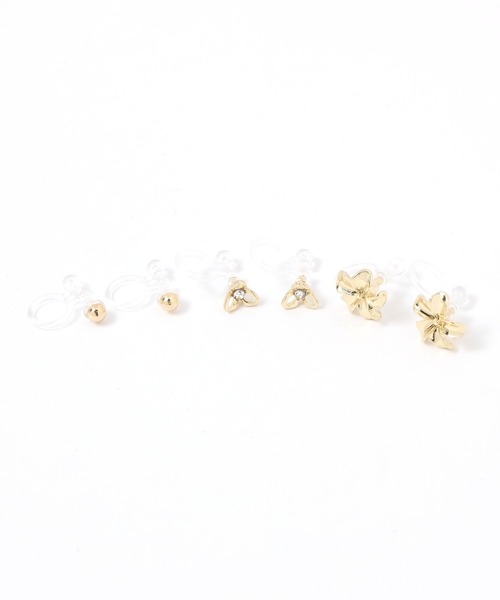 LAKOLE（ラコレ） イヤリング フラワーモチーフノンホールピアス6点