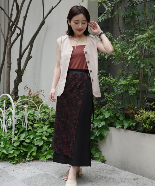 コヒナ cohina STRATA クロスステッチタイトスカート【ブラック】 STRATA（エストラータ） スカート クロスステッチ刺繍セットスカート