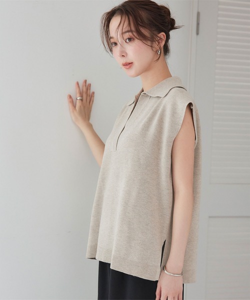 titivate（ティティベイト） ベスト ジレ 襟付きニットベスト