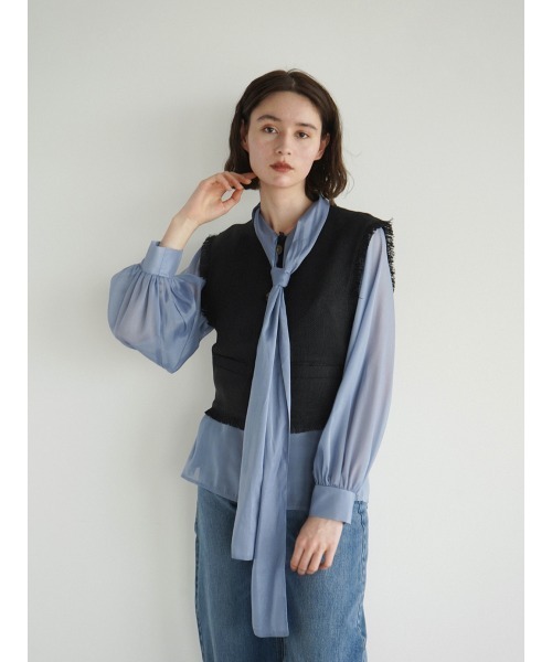 ブラウス シャツ Sheer bow tie blouse レディース FIKA. ブラウス シャツ Sheer bow tie blouse レディース