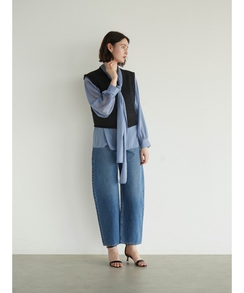 FIKA. ブラウス シャツ Sheer bow tie blouse レディース