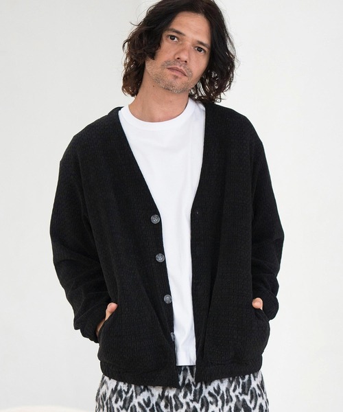 CAMBIO カーディガン mcg3513- ベロアワッフルVカーディガン メンズ