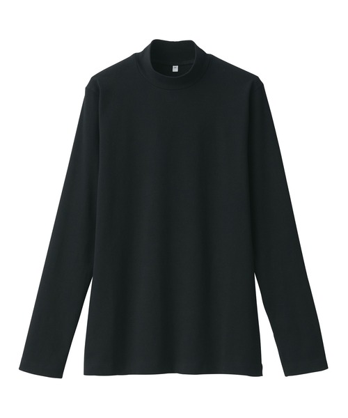 premiumフライス long Tシャツ 黒 無印良品（MUJI） tシャツ 婦人 起毛フライス編みハイネック長袖T
