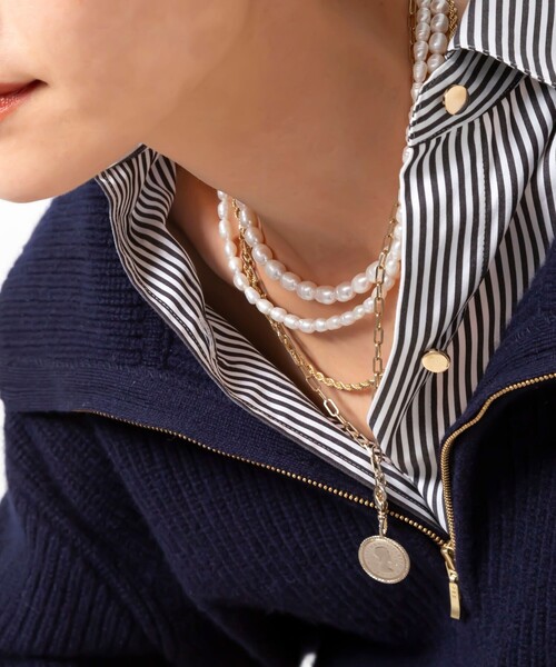 ノーリーズ淡水バロックパールショートネックレス、イヤリングまとめ買い NOLLEY'S ネックレス 淡水バロックパールショートネックレス