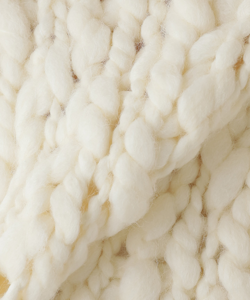 新品未使用タグ付き HAKUJI　knit 手編みニット　ホワイト セール】【HAKUJI/ハクジ】Hand-knitted LS sweater（ニット/セーター
