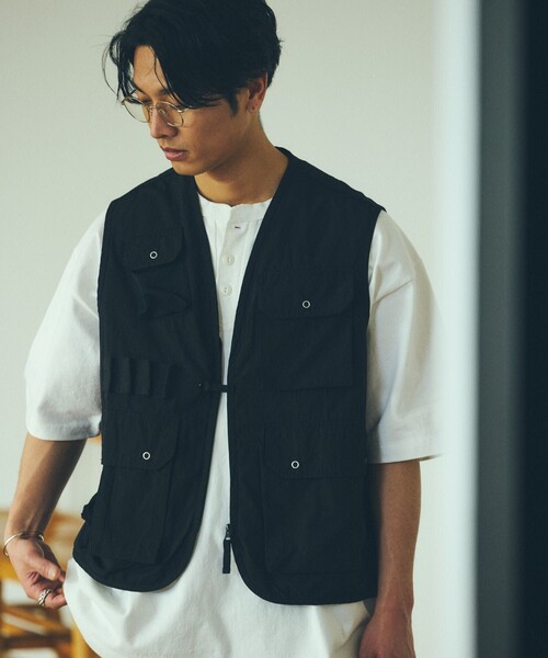 FREAK'S STORE ベスト ジレ NYLON FULL ZIP VEST/ナイロン