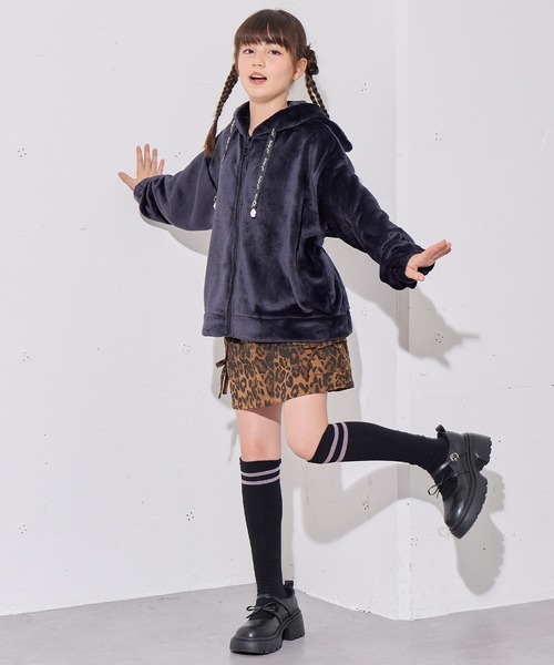 BISKEE パーカー ねこ耳ZIPモコモコ ボアパーカー/ジップアップ