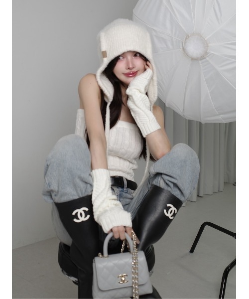 Darich ニット帽 ニットキャップ レザータグパッチフライト