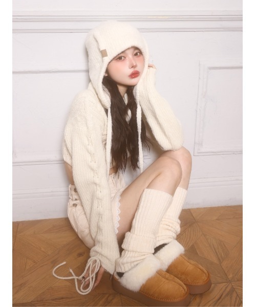 Darich ニット帽 ニットキャップ レザータグパッチフライト