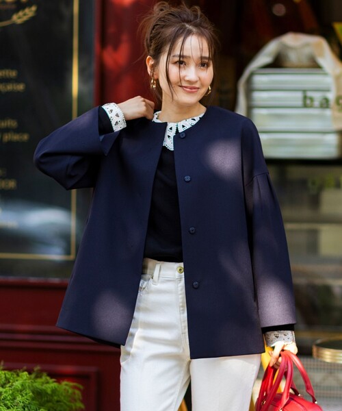 DANTON ノーカラーコート 36 黒 Danton 「DANTON」 ノーカラーコート 36 グレー レディース