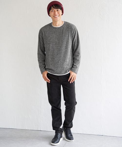 スウェット　2枚セット ikka トレーナー スウェット 「2点セット」メランジ畦プル
