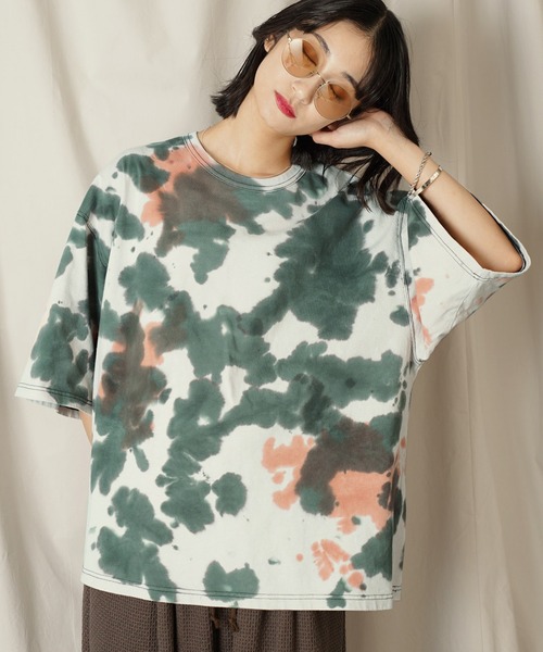 Aphlotus tシャツ タイダイ染 クルーネック H/S カットソー メンズ