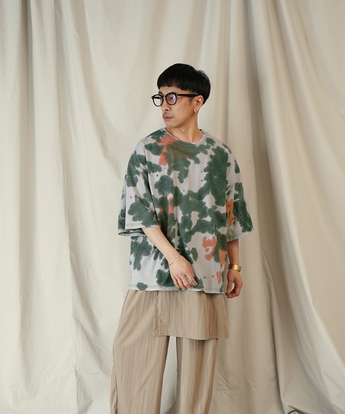 Aphlotus tシャツ タイダイ染 クルーネック H/S カットソー メンズ