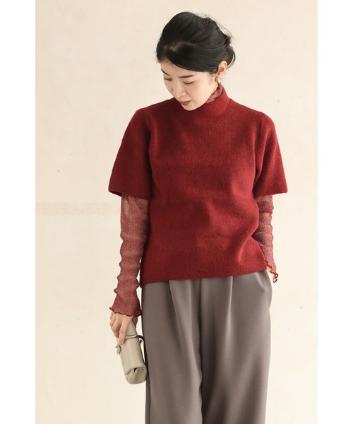 cawaii カーディガン シックな赤のトップスとスカートとベルト付き