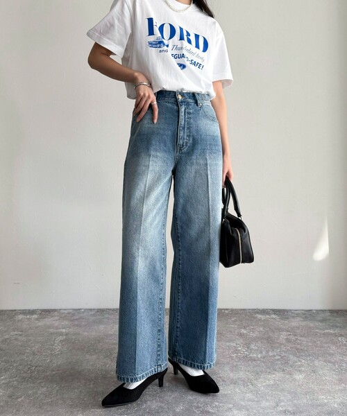 fredy emue /FRセンタープレスセミワイドデニムパンツ fredy emue ジーンズ デニム デニムパンツ FRセンタープレス