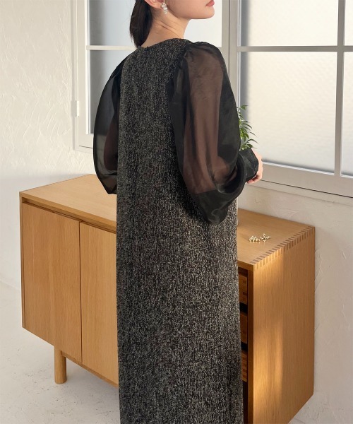 ワンピース ツイード調 異素材切替ロングワンピース : ZOZOTOWN Yahoo