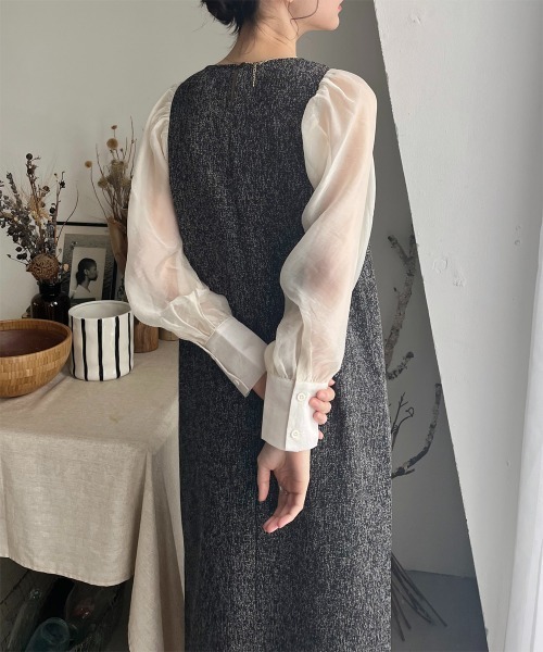 ワンピース ツイード調 異素材切替ロングワンピース : ZOZOTOWN Yahoo