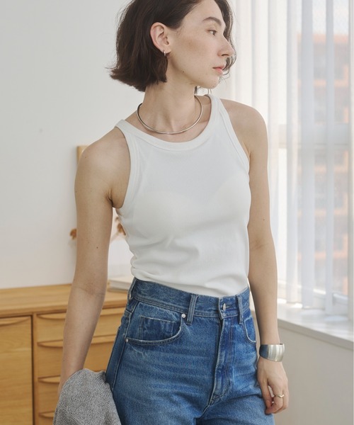 ANGIE タンクトップ ノースリーブ 「3サイズ展開」カップ付き アメスリ