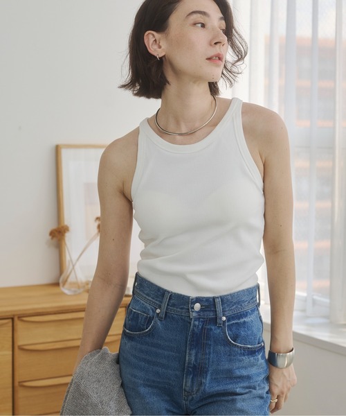 ANGIE タンクトップ ノースリーブ 「3サイズ展開」カップ付き アメスリ