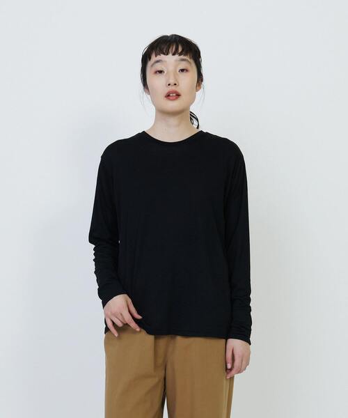tシャツ リネンレーヨン天竺ロングスリーブTシャツ レディース
