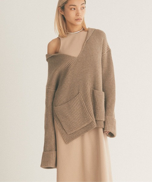 「GALLARDAGALANTE」 Vネックニット FREE モカ レディース_画像3