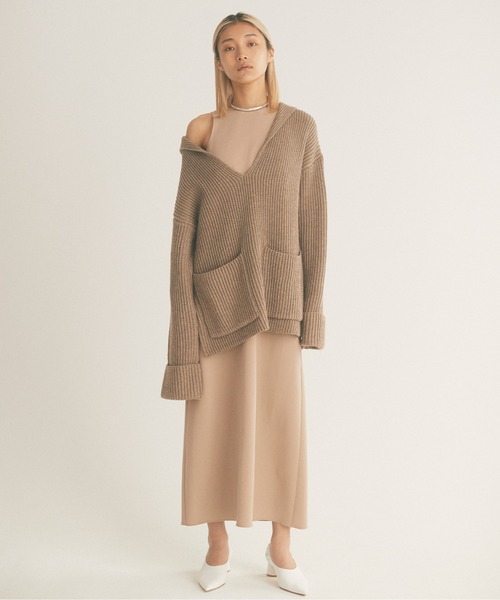 「GALLARDAGALANTE」 Vネックニット FREE モカ レディース_画像6