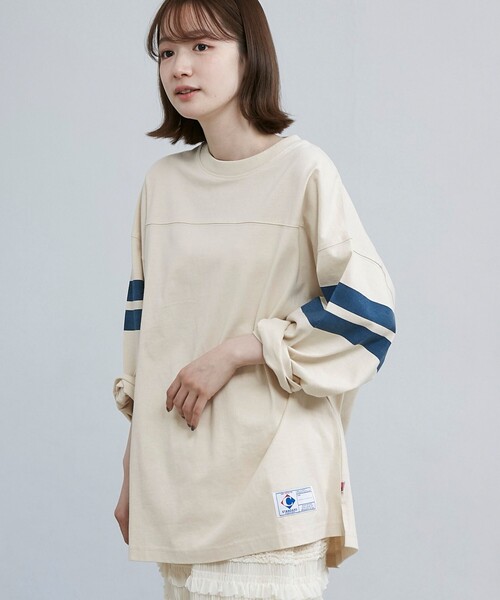 ふっとぼーる Lサイズ　コットン半袖Tシャツ　ホワイトネイビー fit=scale-down,w=1200