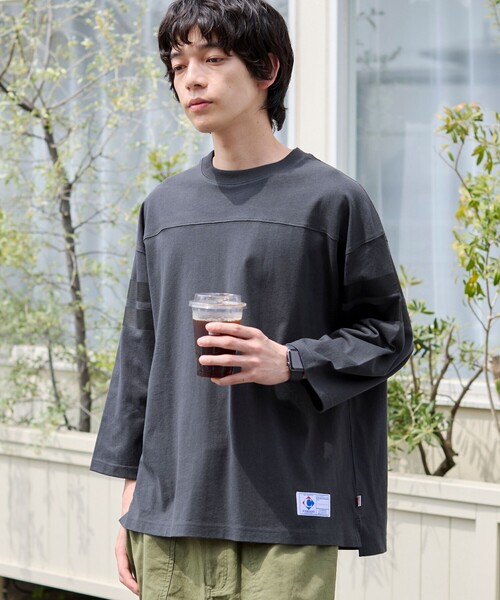 ヴィンテージ　UCLA フットボールTシャツ　7分袖　L Champion - 厚手XLサイズ！USA製 T1011チャンピオン×UCLA古着七