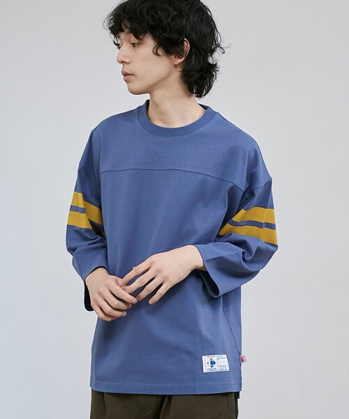 coen tシャツ USAコットン七分袖フットボールTシャツ メンズ
