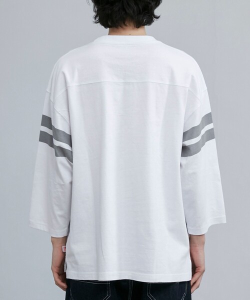 coen tシャツ USAコットン七分袖フットボールTシャツ メンズ