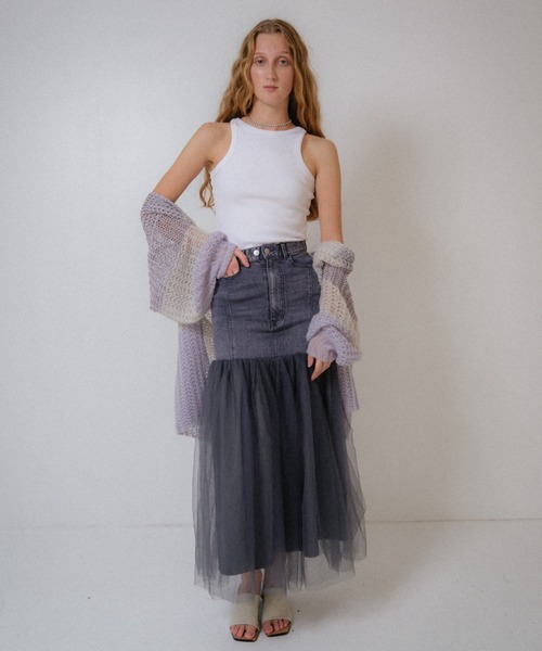専用　Tulle Combo Skirt　デニム　スカート HONEY MI デニムスカート denim tulle skirt : ZOZOTOWN Yahoo