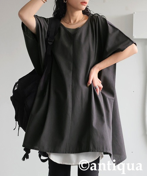 antiqua（アンティカ） リネンVネックポンチョ レディース : ZOZOTOWN
