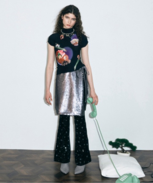 「musubore」 イージーパンツ 0 ブラック レディース_画像3