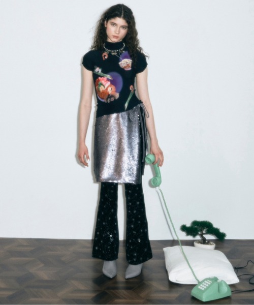 「musubore」 イージーパンツ 0 ブラック レディース_画像6