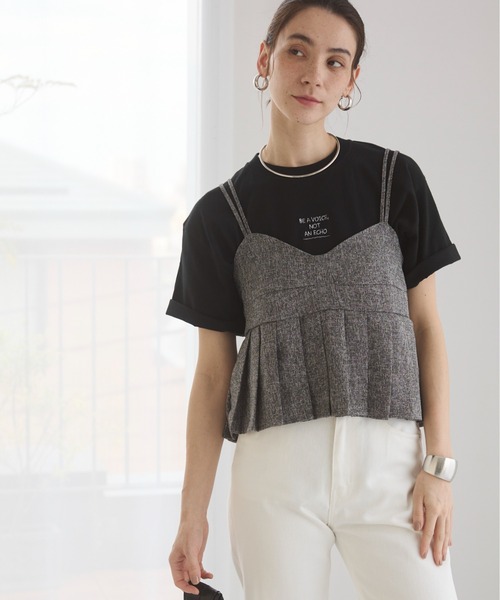 ANGIE キャミソール サマーツイード プリーツ デザイン ビスチェ