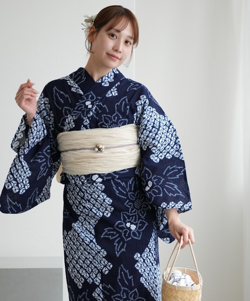 utatane 浴衣 有松絞り浴衣3点セット 鬼灯 レディース