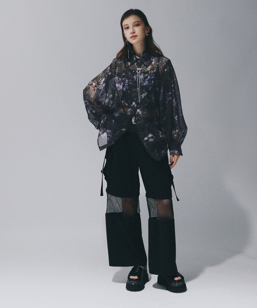 HARE ブラウス シャツ ARTflowerシアーシャツ(HARE) レディース
