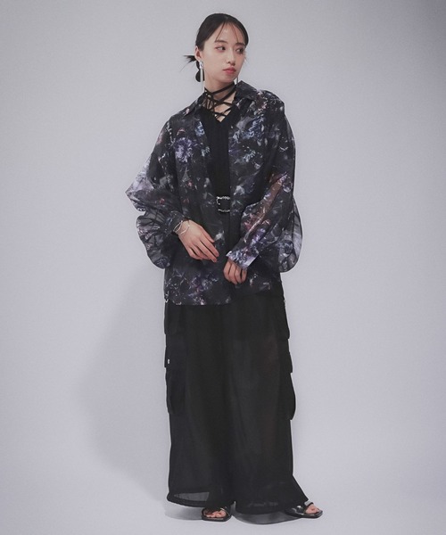 HARE ブラウス シャツ ARTflowerシアーシャツ(HARE) レディース