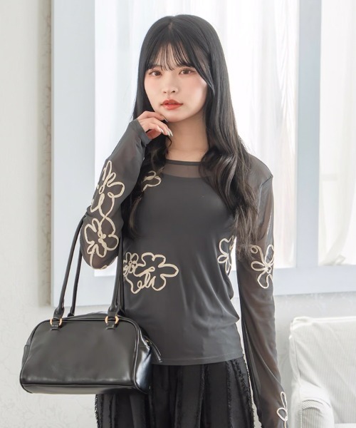 ブラウス シャツ Effie flowerシアートップス レディース セール】エイミーイストワール eimy istoire Effie flowerシアー