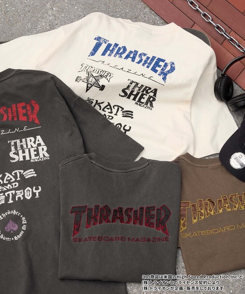 【珍品】vintage thrasher Tシャツ 80's スラッシャー 送料無料 L 80s THRASHER スラッシャー FLAME ロンT Tシャツ