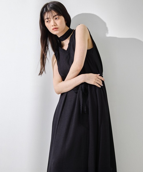 ワンピース 「STUDIOUS/ステュディオス」「チョーカー⇔ベルト2WAYワンピ」V Neck Sleeveless Mesh Dress/Vネックスリーブレスメッシュドレス/ウォッシャ…