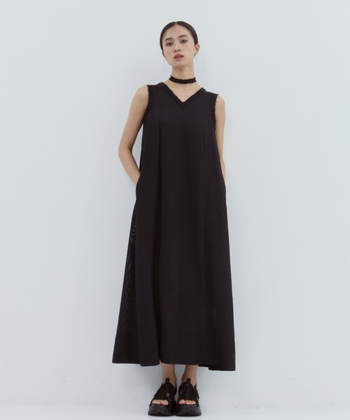 ワンピース 「STUDIOUS/ステュディオス」「チョーカー⇔ベルト2WAYワンピ」V Neck Sleeveless Mesh Dress/Vネックスリーブレスメッシュドレス/ウォッシャ…