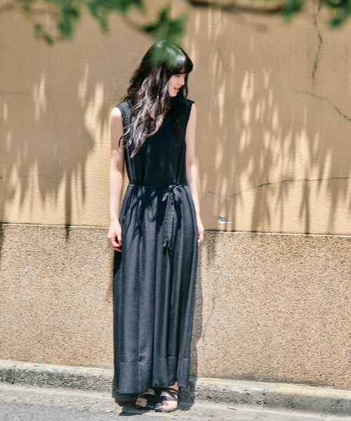 ワンピース 「STUDIOUS/ステュディオス」「チョーカー⇔ベルト2WAYワンピ」V Neck Sleeveless Mesh Dress/Vネックスリーブレスメッシュドレス/ウォッシャ…